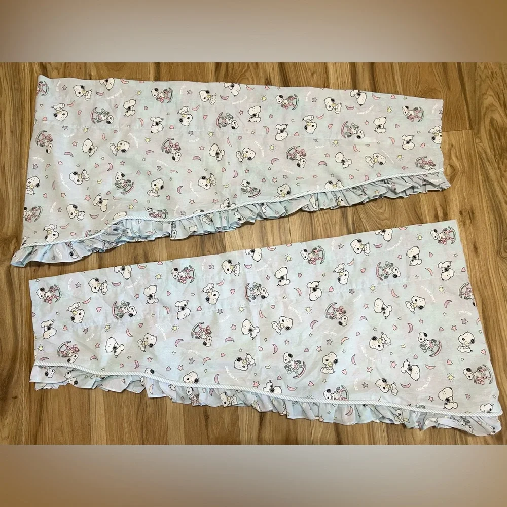 VTG My Little Snoopy Lambs & Ivy Valances Set/2 Good Night‎ Ruffles Nursery USA